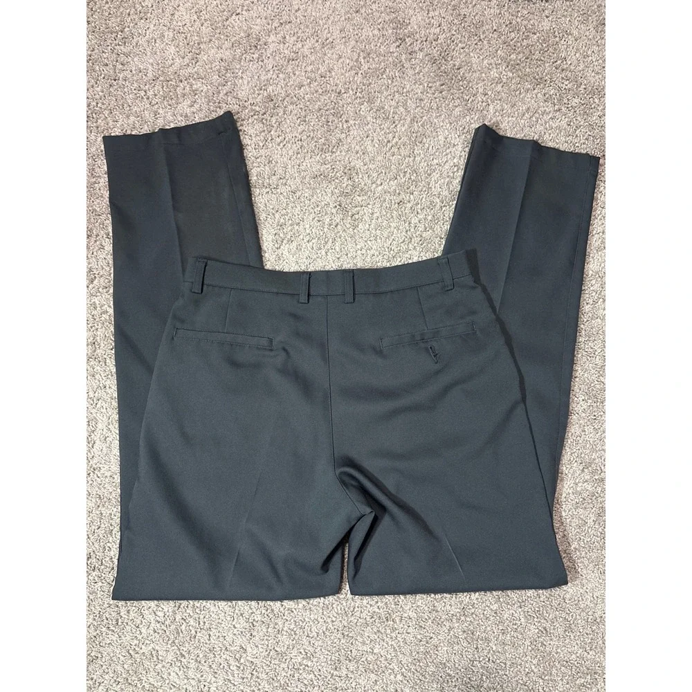 Oobe Mens Dress Pants 32x34 Charcoal Gray Flat Front Straight Leg Polyester